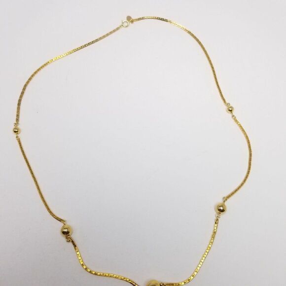 Vintage Avon Gold Tone Chain Necklace, with Beaded Design, Classic Estate - Picture 5 of 6